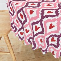 purple pink red heart ikat