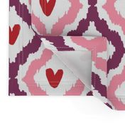 purple pink red heart ikat