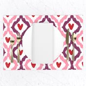 purple pink red heart ikat