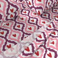 purple pink red heart ikat