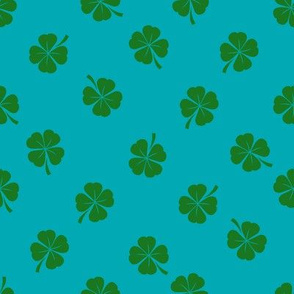 clover fabric - irish fabric, lucky clover fabric, st patricks day fabric, - teal