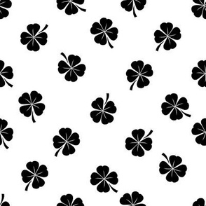 clover fabric - irish fabric, lucky clover fabric, st patricks day fabric, - black and white