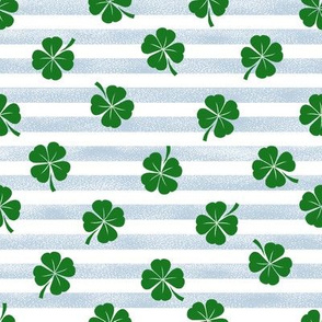 clover fabric - irish fabric, lucky clover fabric, st patricks day fabric, - blue stripes