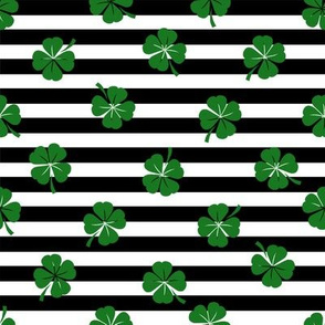clover fabric - irish fabric, lucky clover fabric, st patricks day fabric, - black stripes