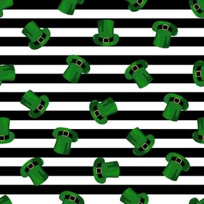 leprechaun hat fabric - leprechaun fabric, st patricks day fabric, st pattys day fabric, st paddys, green hat, irish fabric - black stripes