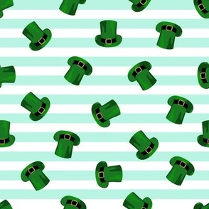 leprechaun hat fabric - leprechaun fabric, st patricks day fabric, st pattys day fabric, st paddys, green hat, irish fabric - mint stripes