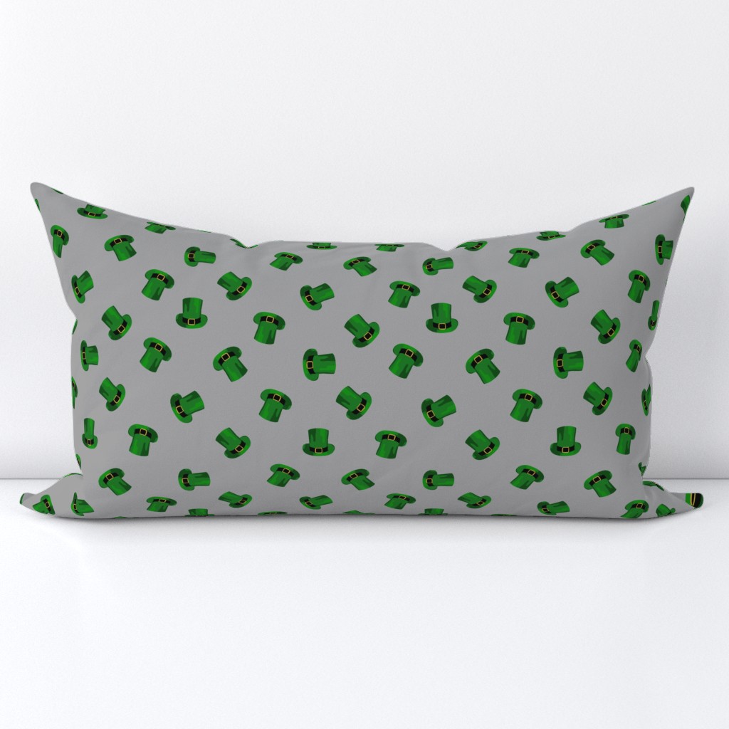 leprechaun hat fabric - leprechaun fabric, st patricks day fabric, st pattys day fabric, st paddys, green hat, irish fabric - grey