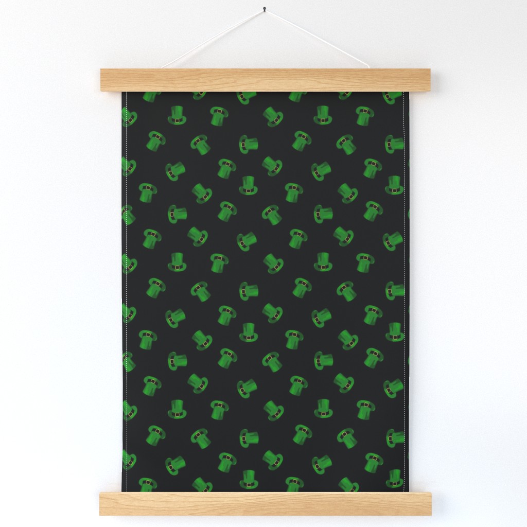 leprechaun hat fabric - leprechaun fabric, st patricks day fabric, st pattys day fabric, st paddys, green hat, irish fabric -black