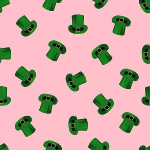 leprechaun hat fabric - leprechaun fabric, st patricks day fabric, st pattys day fabric, st paddys, green hat, irish fabric -pink