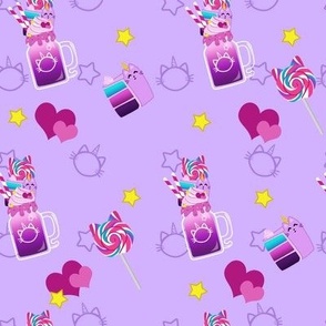 Caticorn Milkshake - Purple Background