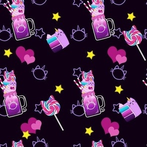 Caticorn Milkshake - Black Background