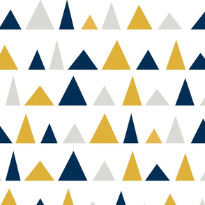 Triangle Tangle - large scale - in midnight blue, goldenrod and grey