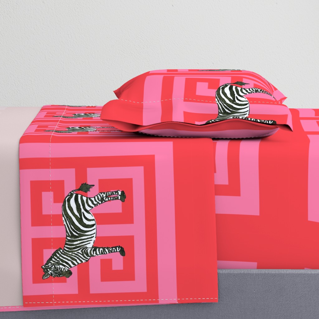 Zebra Greek Key Valentine 20" Pillow Squares