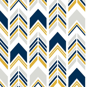 Chevron Arrows 3 1/2 inch scale in Midnight Blue. Goldenrod and Grey