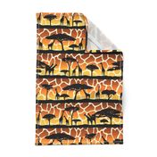 Giraffe Sunset Safari Silhouettes (Large Scale)