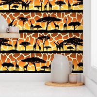 Giraffe Sunset Safari Silhouettes (Large Scale)