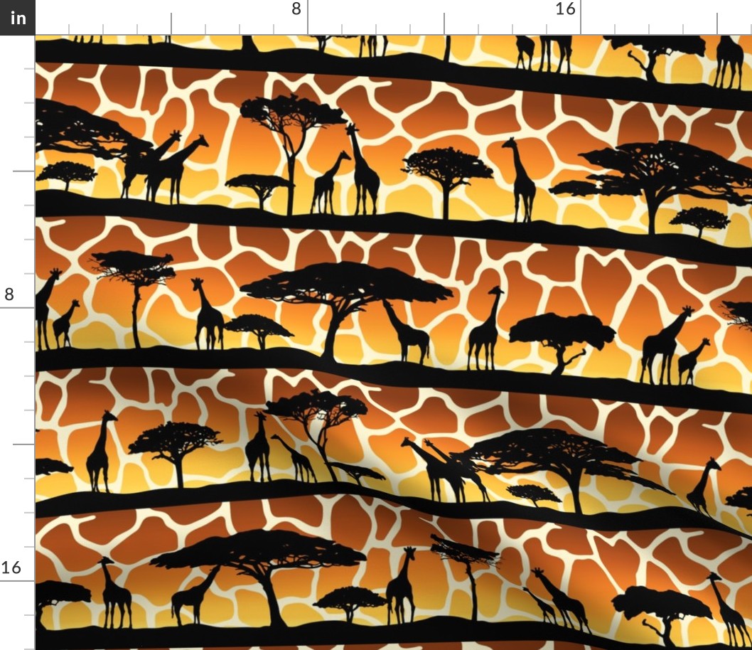 Giraffe Sunset Safari Silhouettes (Large Scale)