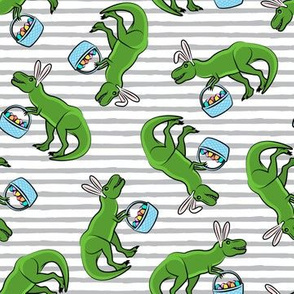 Easter Trex - toss on grey stripes  LAD19