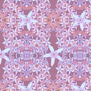 Jade Plant Flowers Pattern in Dusty Rose