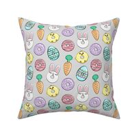 easter donuts - bunnies, chicks, carrots, eggs - easter fabric - grey LAD19