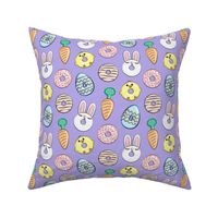 easter donuts - bunnies, chicks, carrots, eggs - easter fabric - purple LAD19