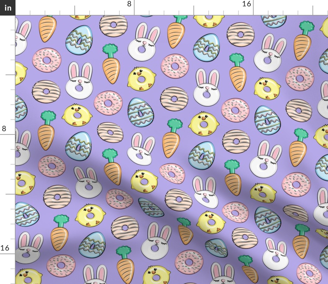 easter donuts - bunnies, chicks, carrots, eggs - easter fabric - purple LAD19