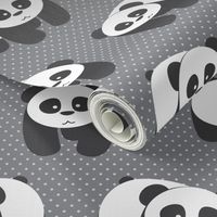 Pandas on gray