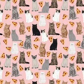 SMALL - cats pizza fabric cute cat lady design pizza food fabrics funny cat lady fabric cute cat fabrics with pizzas