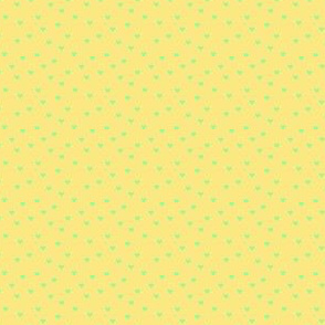 Scattered Hearts Mint Green On Crayon Yellow 1:6