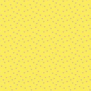 Scattered Hearts Pastel Pink On Maize Yellow 1:6