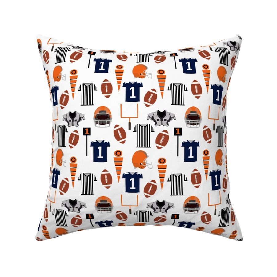 football fabric - blue and orange teams Fabric | Spoonflower