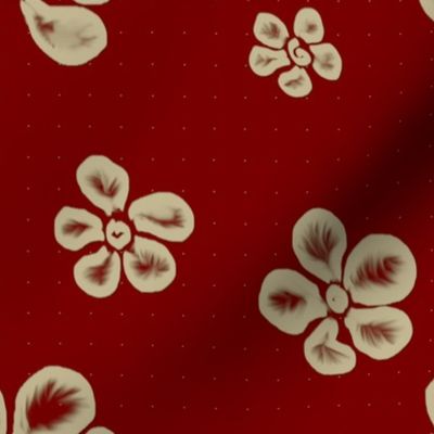 Soft Frangipani Lace on Red | Attic Enigma
