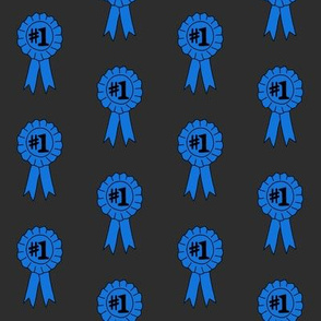 blue ribbon number one  fabric - best in show fabric, winner fabric, best pie, best horse, best dog, dog show -black