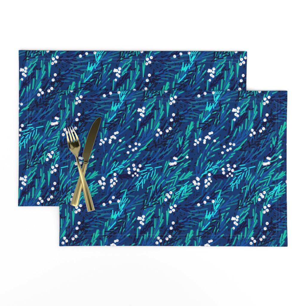 Midnight Winter  Berries | Navy Teal White