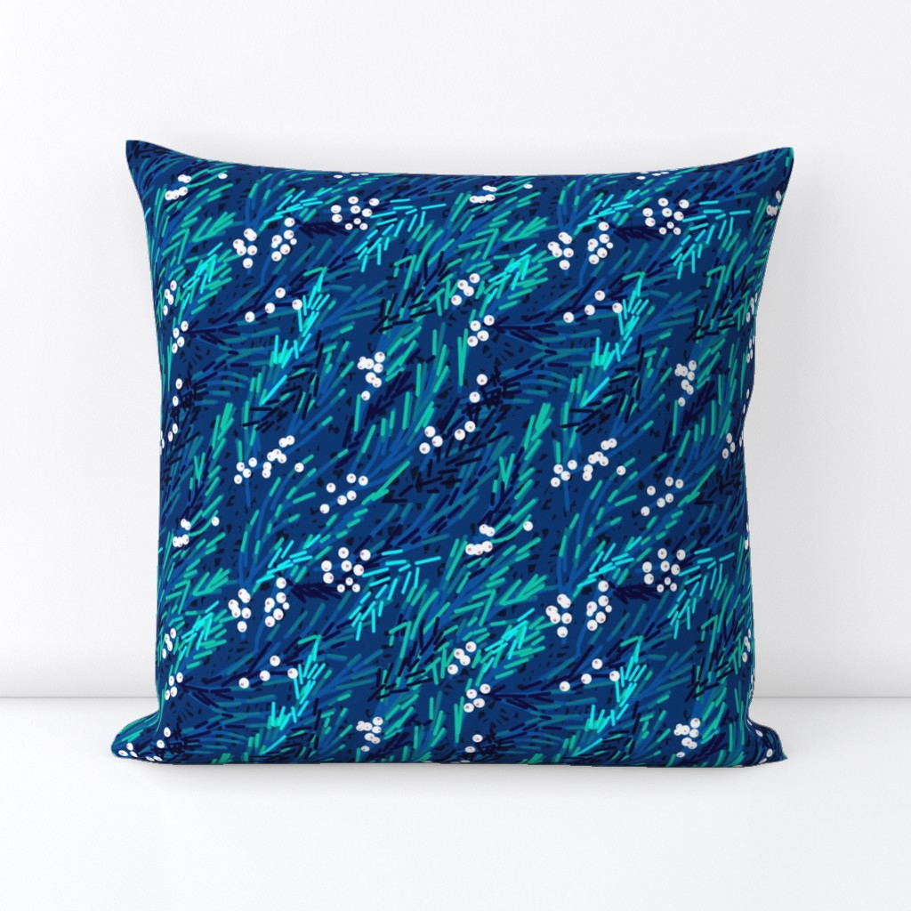 Midnight Winter  Berries | Navy Teal White