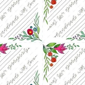 Quilt Label Corner Watercolor Flowers