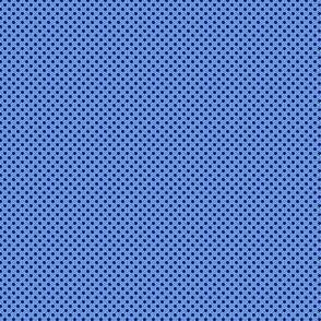 Polka Dots Black On Cornflower Blue 1:6