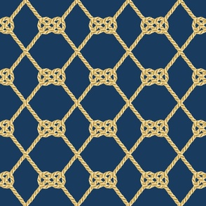 Rope gold navy blue nautical double knot 