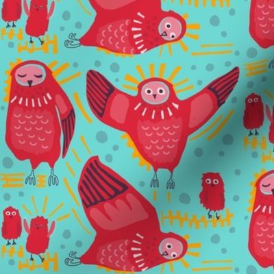 Owls_5 in fuchsia + glacier