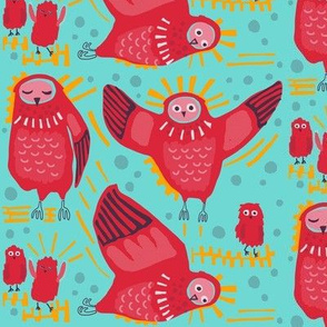 Owls_5 in fuchsia + glacier