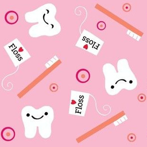 Floss Brush / Teeth / pink orange 