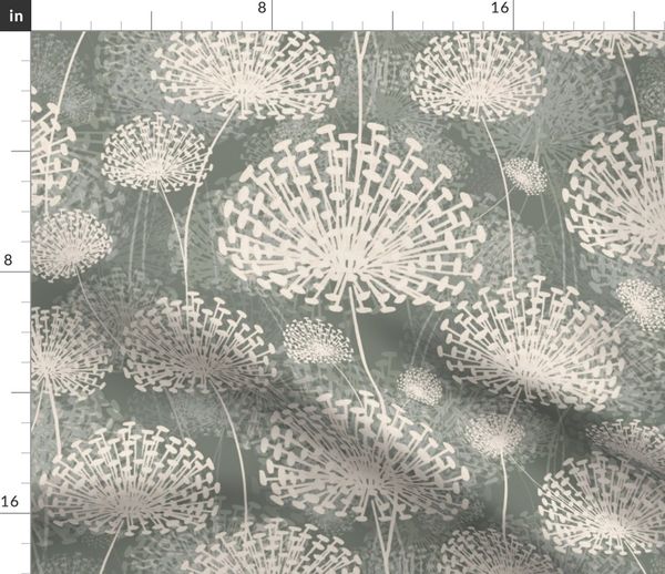 vintage Dandelions gray - Spoonflower