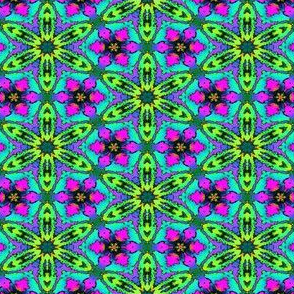 MINI FLOWER MANDALA STARS 2 FUCHSIA LIME PSYCHEDELIC BRIGHT PSMGE