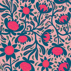 Waratah-Dark pink background