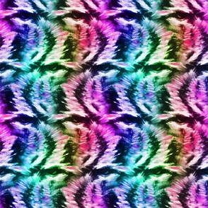 ANIMAL FUR STRIPES TIGER RAINBOW 2 chalk pastel drawing blue fuchsia aqua