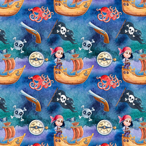 18” Pirates in the Ocean - And a bottle of rum 1