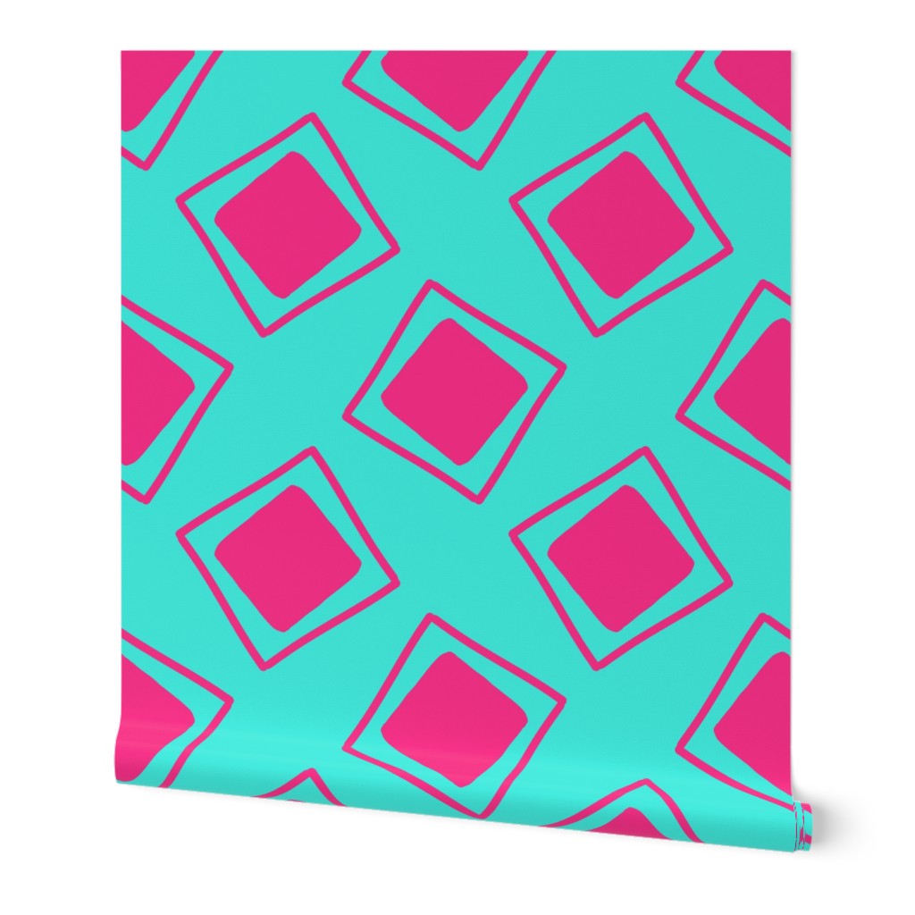 Funky Bold Squares // Turquoise & Hot Pink