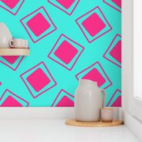 Funky Bold Squares // Turquoise & Hot Pink