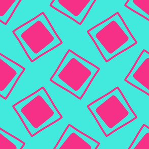 Funky Bold Squares // Turquoise & Hot Pink