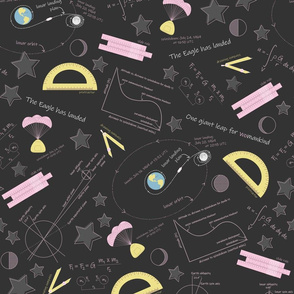 Moon math slate - pink on grey